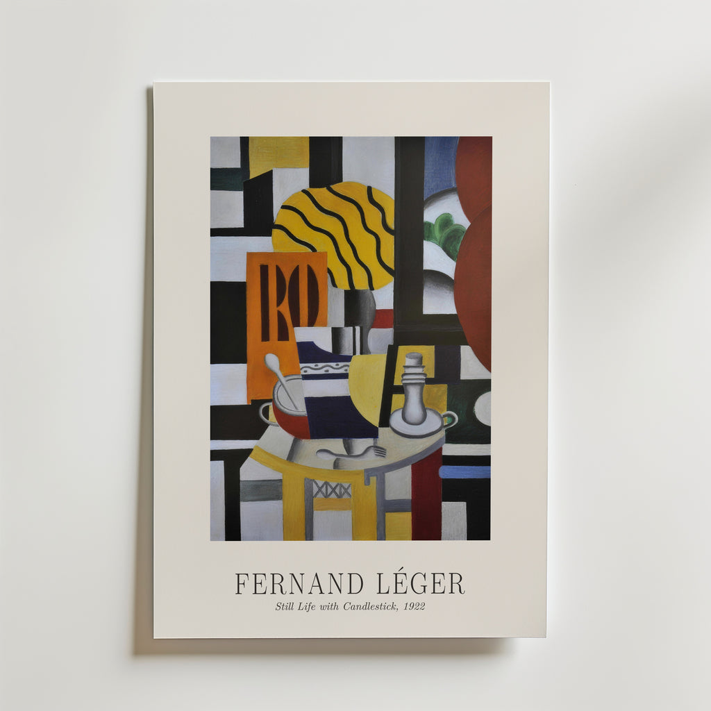 Fernand Leger Still Life with Candlestick 1922 Poster – med passepartout