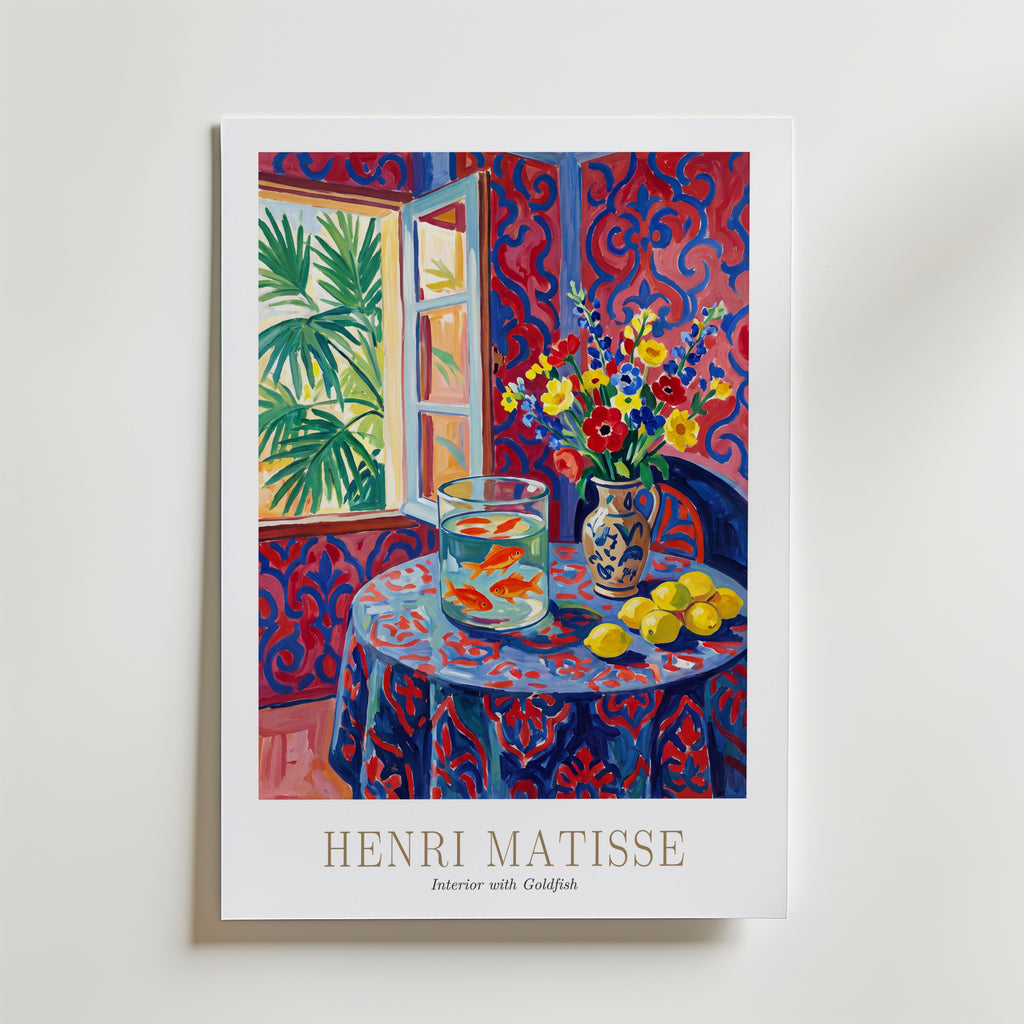 Henri Matisse Interior with Goldfish Poster – med passepartout