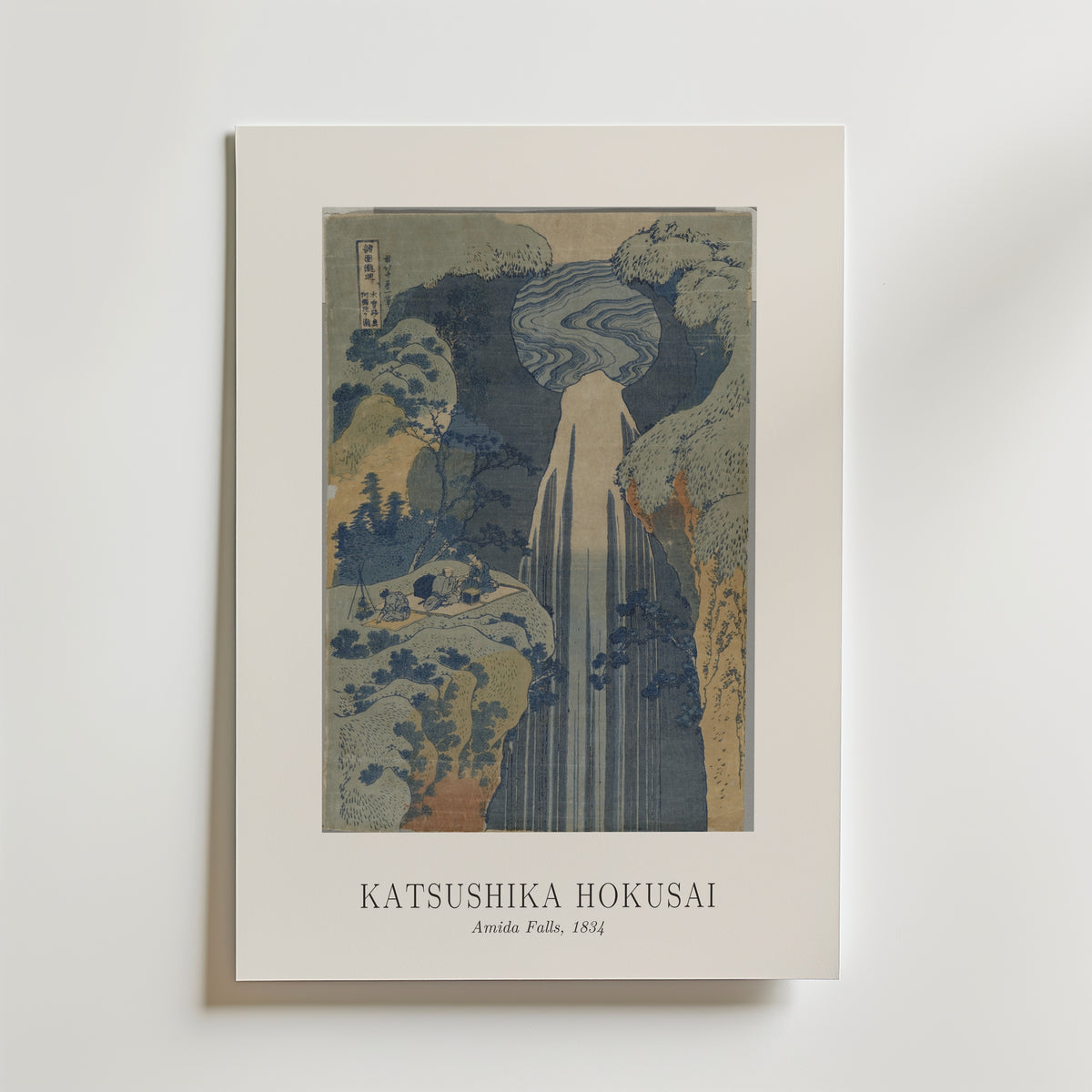 Katsushika Hokusai Amida Falls 1834 Poster – med passepartout