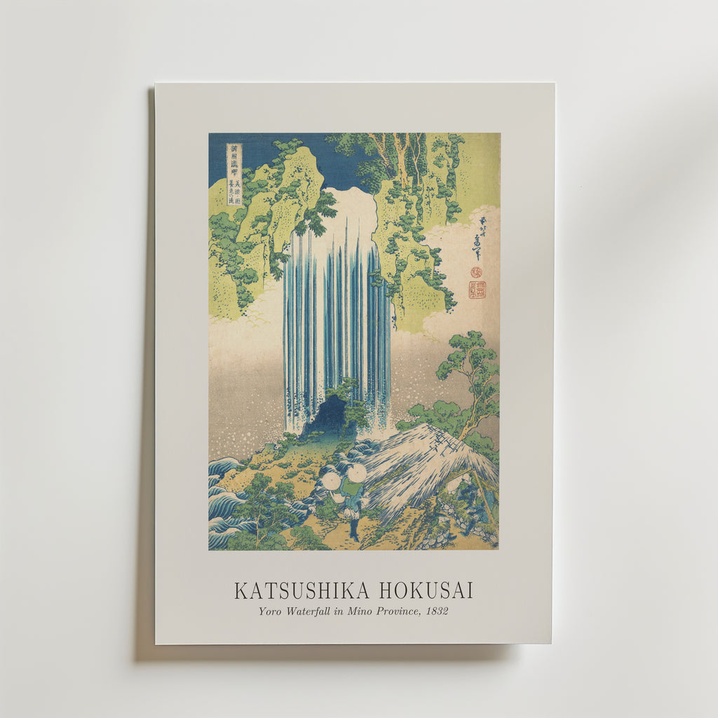 Katsushika Hokusai Yoro Waterfall in Mino Province 1832 Poster – med passepartout