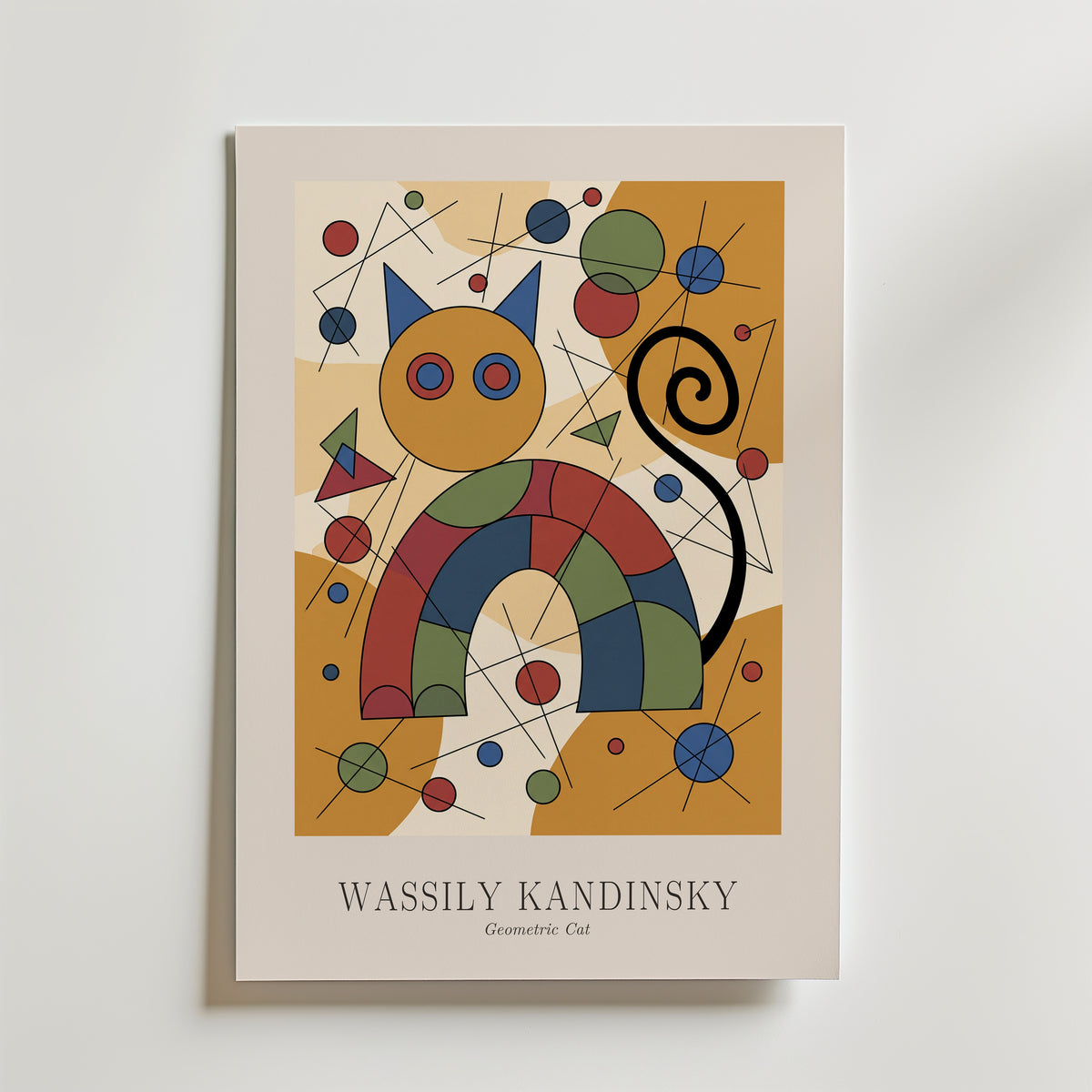 Wassily Kandinsky Geometric Cat Poster – med passepartout