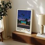 Hiroshi Nagai HMV Record poster visualiserad på vägg – från Bozetto i hög kvalitet
