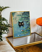 Väggmockup av Waterlily Cat affisch på ljus tegelvägg – Bozetto konsttryck i hög tryckkvalitet