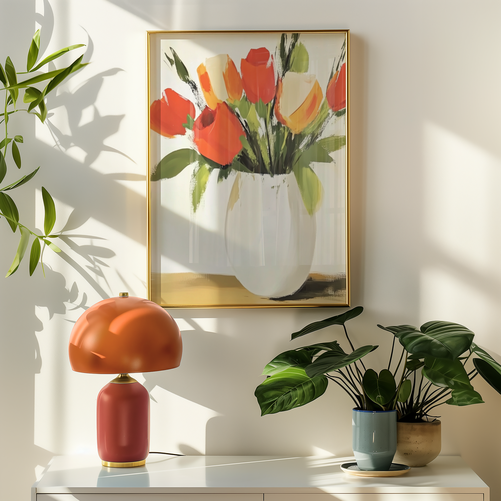 Mockup av Yellow Daffodil Dance affisch på vägg – köp enkelt hos Bozetto i hög kvalitet