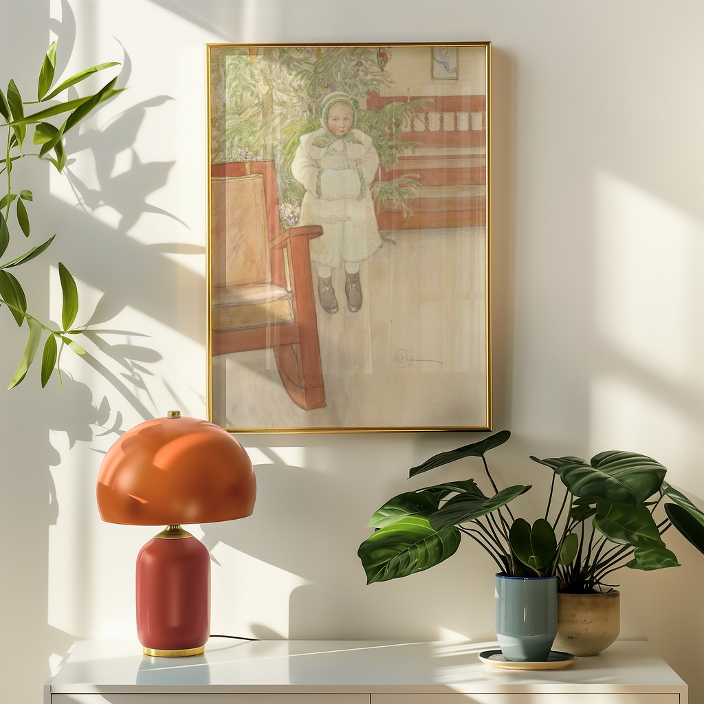 Mockup av Carl Larsson Girl and affisch på vägg – köp enkelt hos Bozetto i hög kvalitet