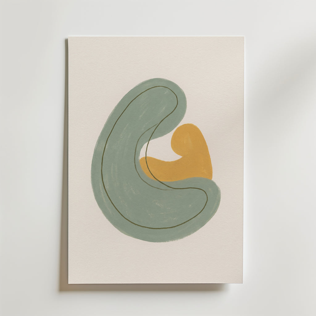 Abstract Embrace Sage Poster – utan passepartout