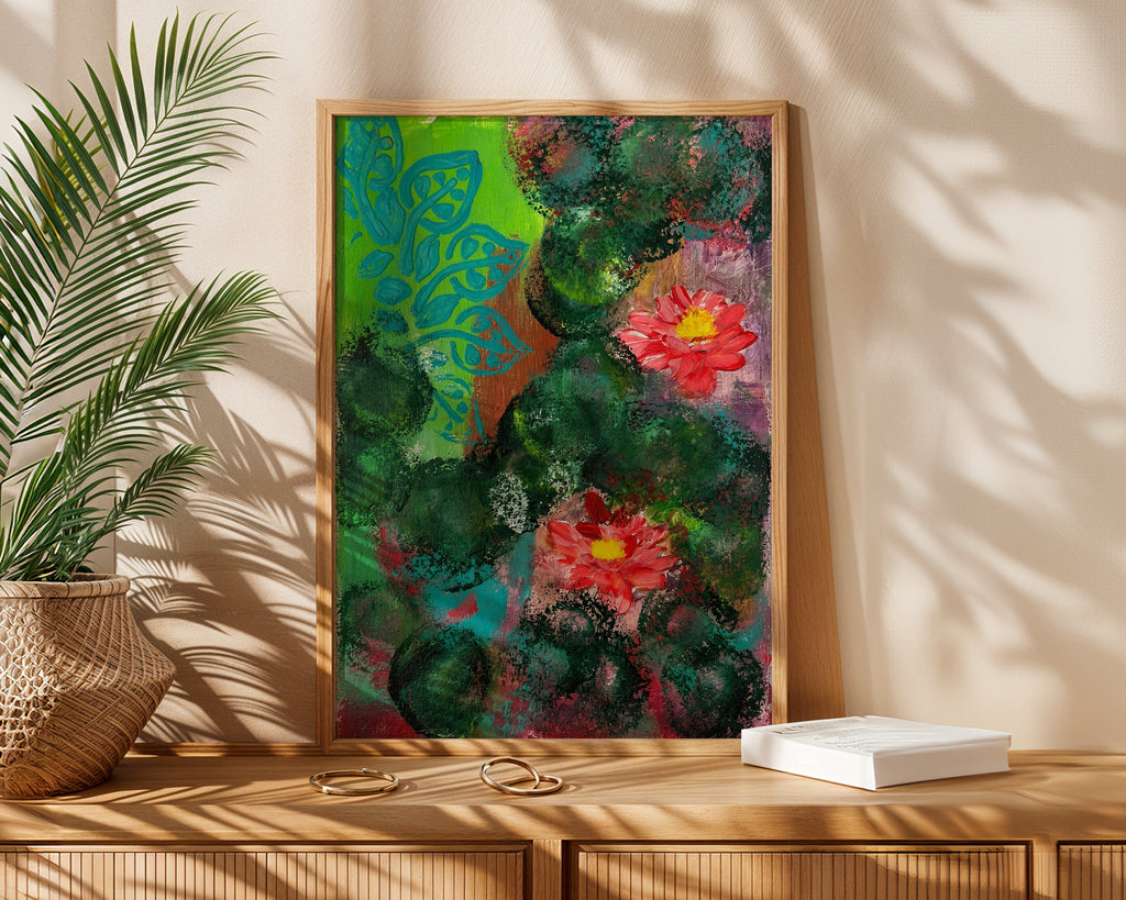 Sonia Tondkar Röda Blommor i Grönt Poster – i rum 1