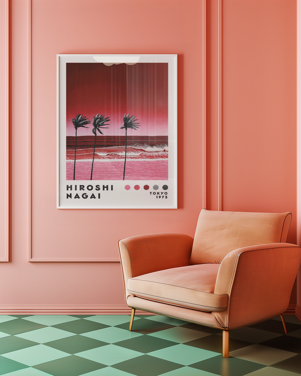 Hiroshi Nagai Crimson Coast poster visualiserad på vägg – från Bozetto i hög kvalitet