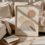 Mockup av Terracotta Sun Horizon affisch på vägg – köp enkelt hos Bozetto i hög kvalitet