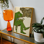 Väggmockup av Dapper Frog affisch på ljus tegelvägg – Bozetto konsttryck i hög tryckkvalitet