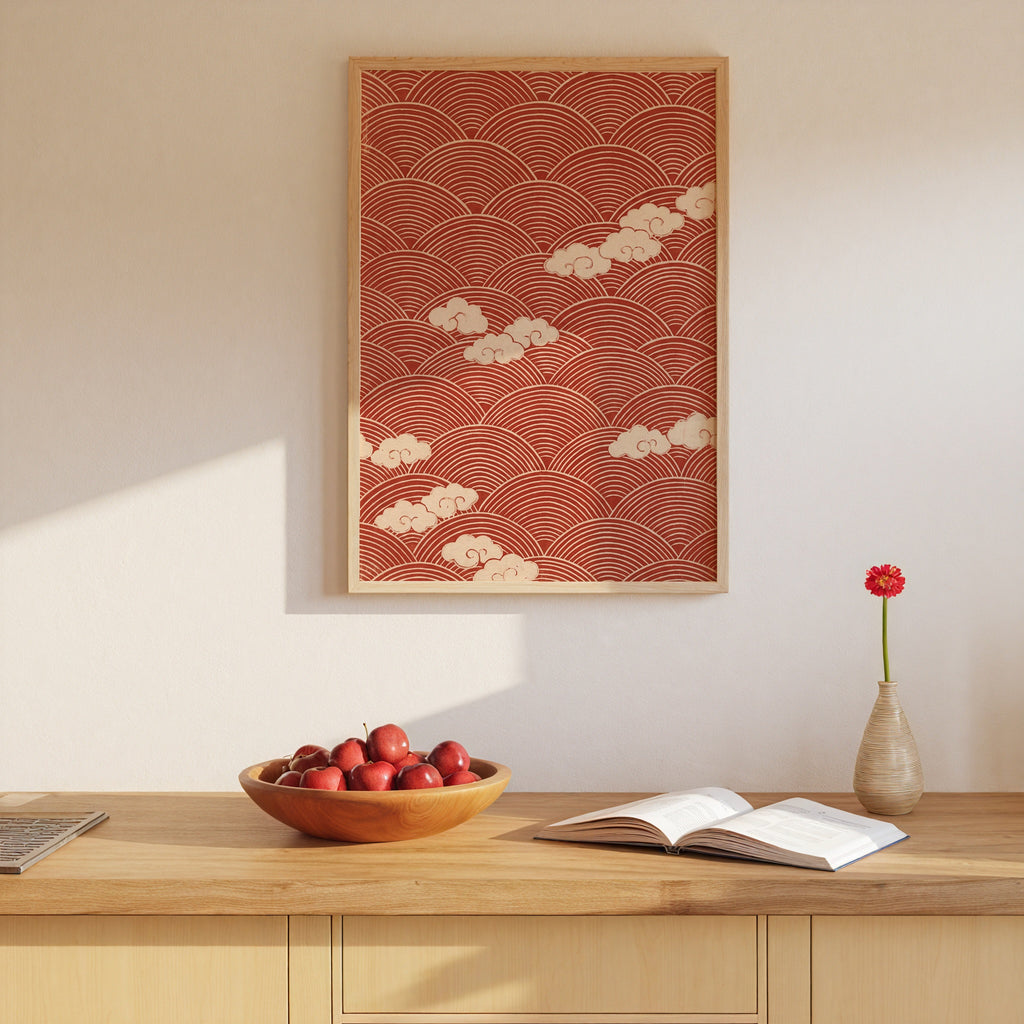 Red Waves and Clouds Poster – i rum 1