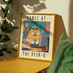 Väggmockup av Corporate Panic Cat affisch på ljus vägg – Bozetto konsttryck – nr 3