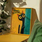 Mockup av Bathroom Inspector Cat affisch på vägg – köp enkelt hos Bozetto i hög kvalitet