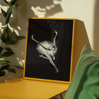 Mockup av Helena Engström White Swan affisch på vägg – köp enkelt hos Bozetto i hög kvalitet