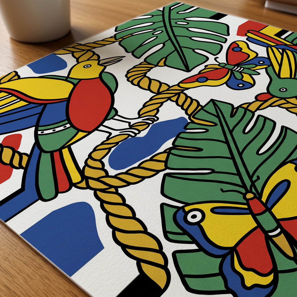 Fernand Leger Birds and Butterflies Poster – närbild på papper