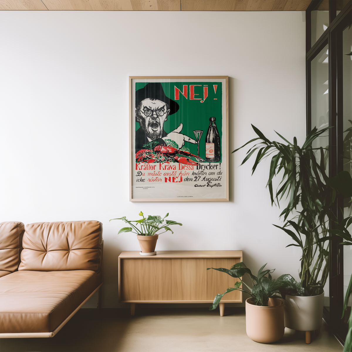 Albert Engström Kräftor poster visualiserad på vägg – från Bozetto i hög kvalitet