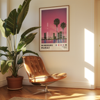 Hiroshi Nagai Pink Sunset poster visualiserad på vägg – från Bozetto i hög kvalitet