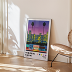Hiroshi Nagai City Lights poster visualiserad på vägg – från Bozetto i hög kvalitet