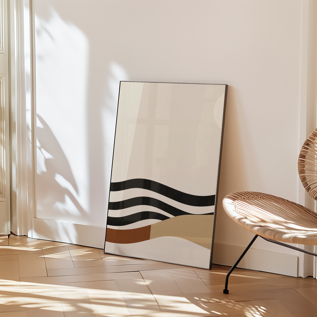 Mockup av Earthline Harmony affisch på vägg – köp enkelt hos Bozetto i hög kvalitet