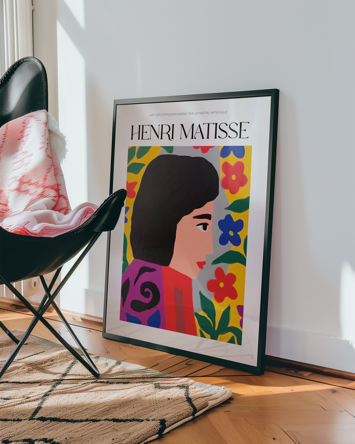 Mockup av Madame Rouge Matisse affisch på vägg – köp enkelt hos Bozetto i hög kvalitet