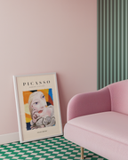 Mockup av Picasso Blonde Portrait affisch på vägg – köp enkelt hos Bozetto i hög kvalitet