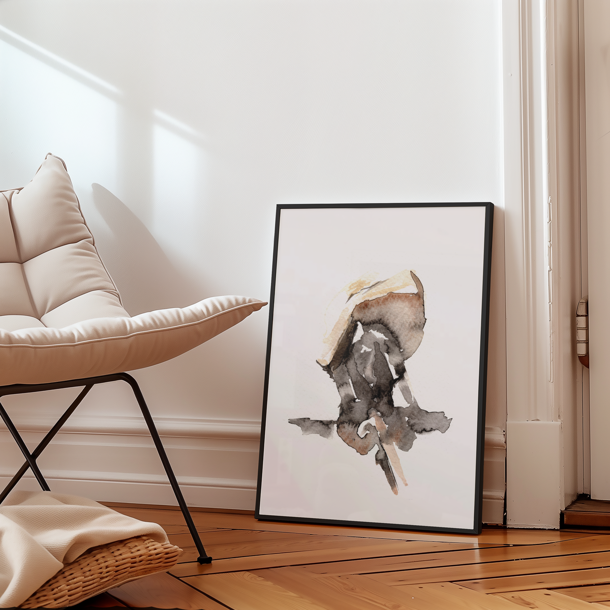 Mockup av Helena Engström Sun Bathing affisch på vägg – köp enkelt hos Bozetto i hög kvalitet