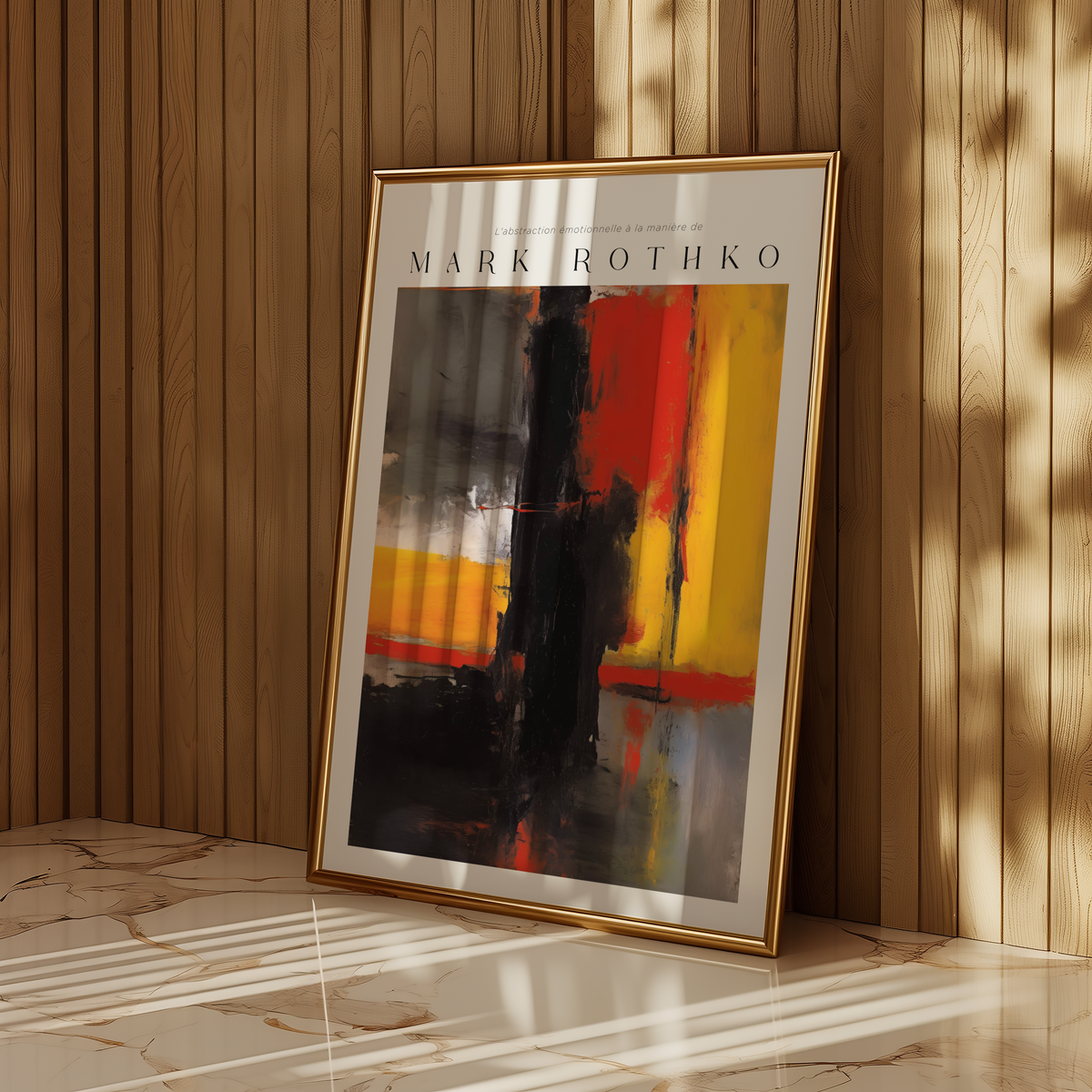 Mockup av Red Over Rust Mark Rothko affisch på vägg – köp enkelt hos Bozetto i hög kvalitet