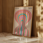 Mockup av Bauhaus Vortex affisch på vägg – köp enkelt hos Bozetto i hög kvalitet