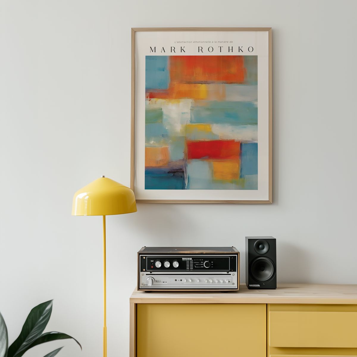 Mockup av Painted Frequencies Mark affisch på vägg – köp enkelt hos Bozetto i hög kvalitet