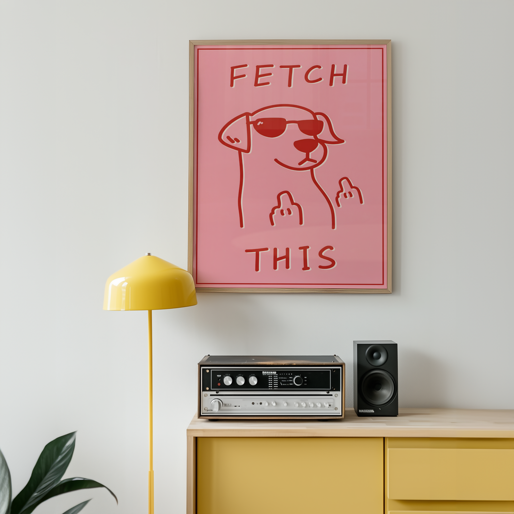 Väggmockup av Fetch This Attitude affisch på ljus vägg – Bozetto konsttryck – nr 3