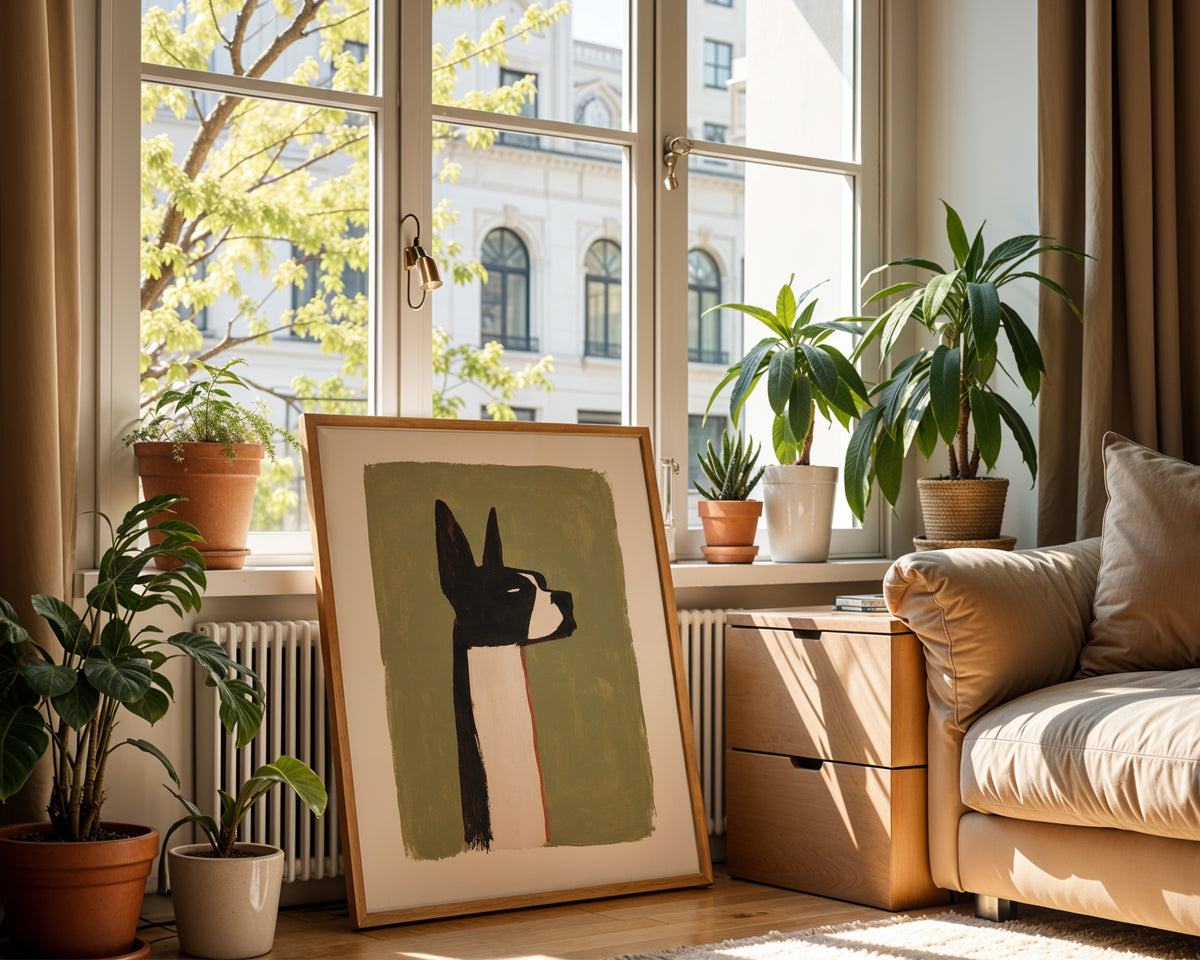 Minimal Boston Terrier Poster – i rum 3