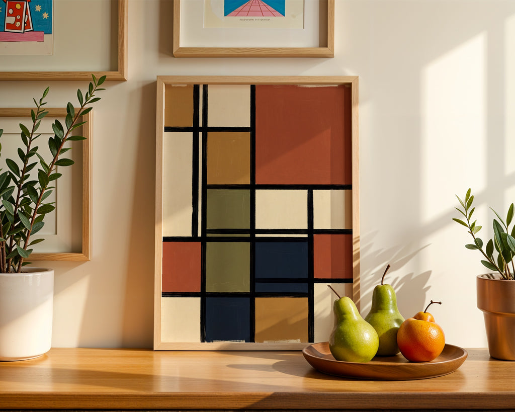 Piet Mondrian Composition in Terracotta Poster – i rum 3