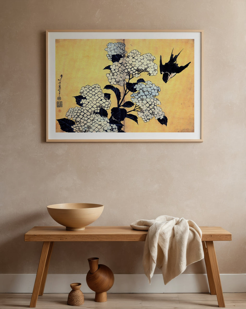 Katsushika Hokusai Hydrangea and Swallow 1834 Poster – i rum 5