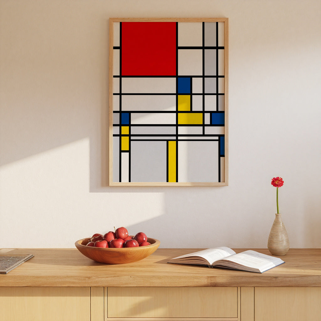 Piet Mondrian Tall Composition with Red Poster – i rum 4
