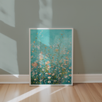 Turquoise Wildflower Meadow poster visualiserad på vägg – från Bozetto i hög kvalitet