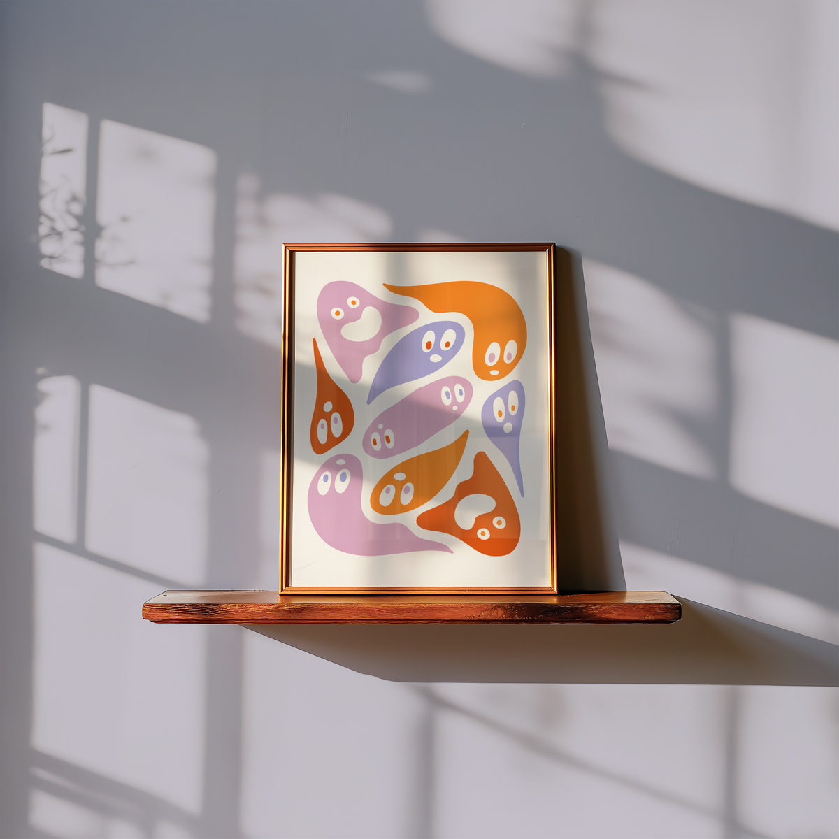 Mockup av Playful Spirits affisch på vägg – köp enkelt hos Bozetto i hög kvalitet