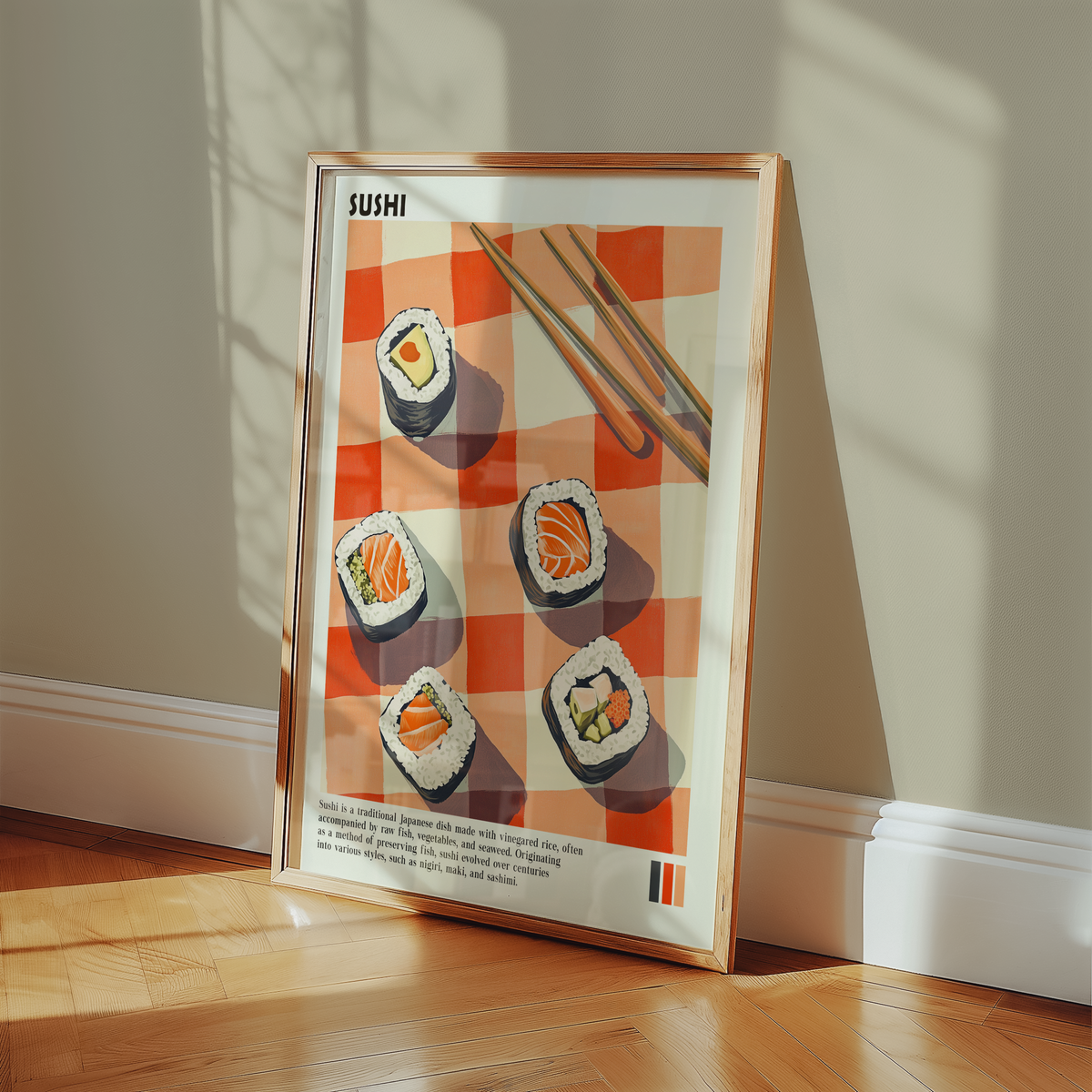 Mockup av Quiet Picnic in Tokyo affisch på vägg – köp enkelt hos Bozetto i hög kvalitet