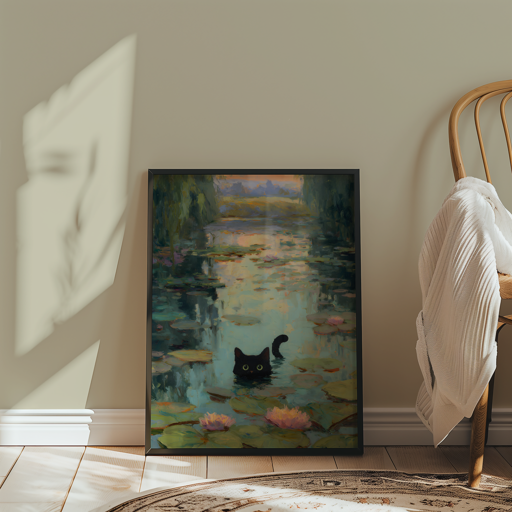 Väggmockup av Midnight Reflections affisch på ljus vägg – Bozetto konsttryck – nr 3