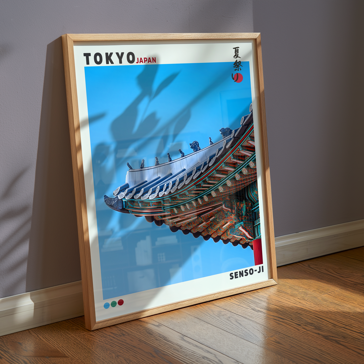 Mockup av Tokyo Senso Ji Temple affisch på vägg – köp enkelt hos Bozetto i hög kvalitet