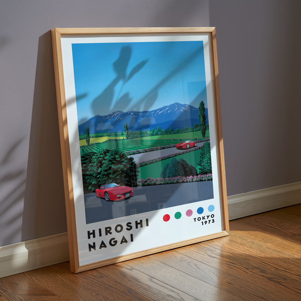 Hiroshi Nagai Alpine Drive poster visualiserad på vägg – från Bozetto i hög kvalitet