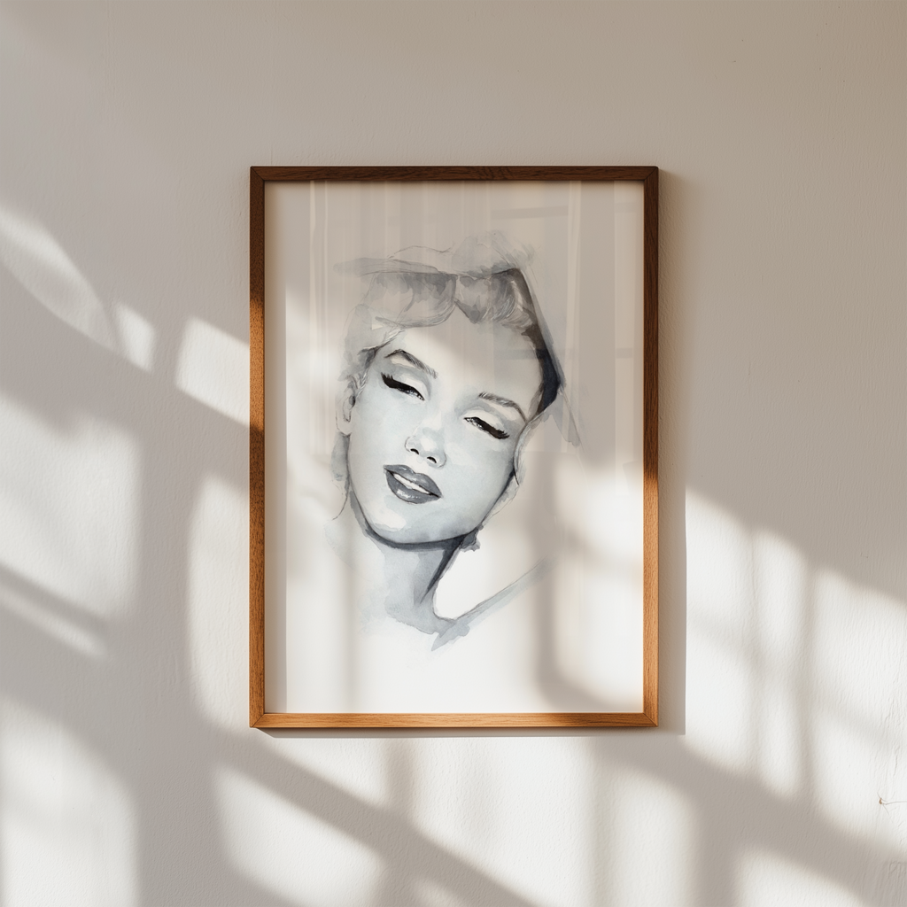 Mockup av Helena Engström Marilyn IV affisch på vägg – köp enkelt hos Bozetto i hög kvalitet