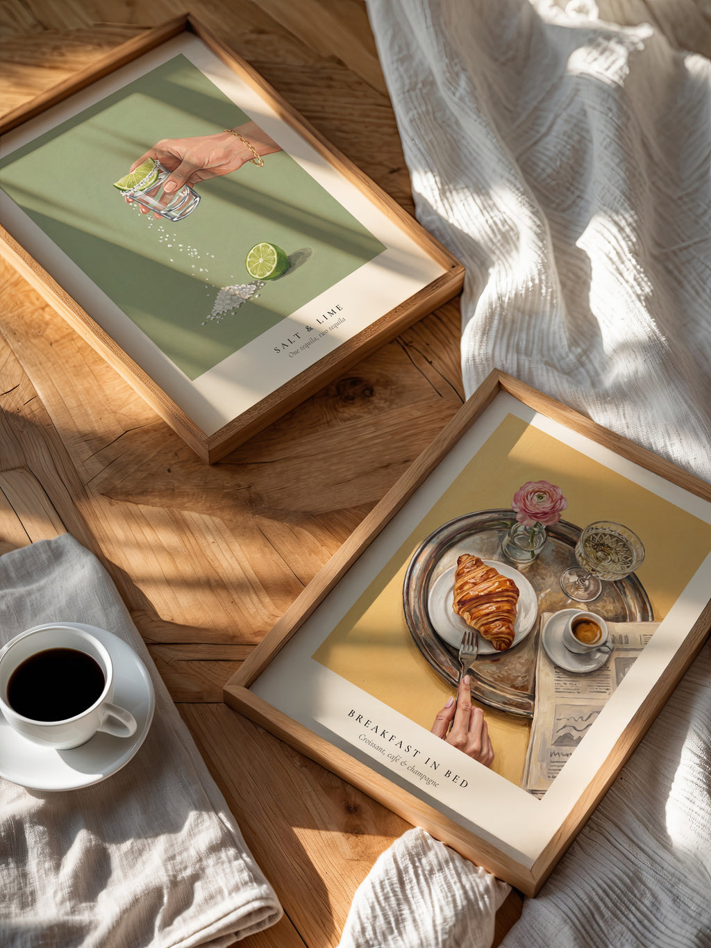 Silver Tray Morning Poster – två posters i rum 1