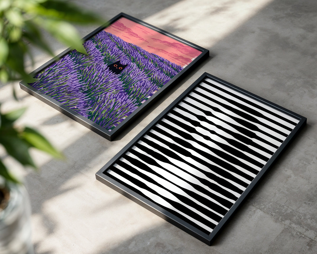 Waveform Stripes Poster – två posters i rum 1