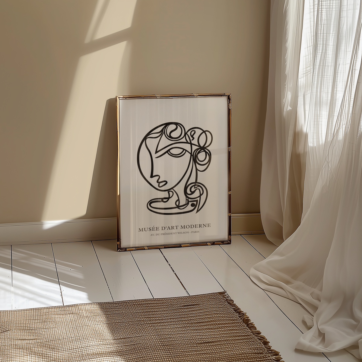 Modern Muse poster visualiserad på vägg – se rätt storlek med mockup från Bozetto