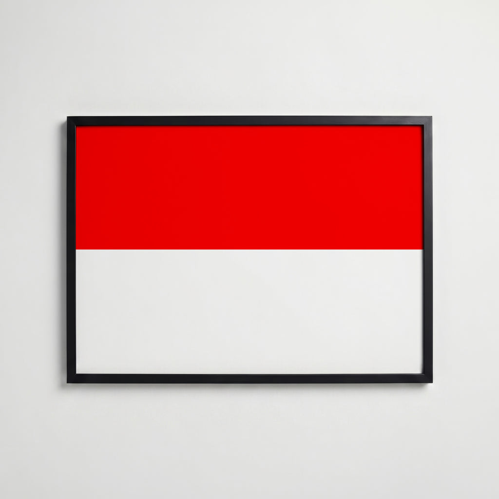 Indonesia National Flag Poster i svart ram – stilren konsttryck som väggdekor från Bozetto