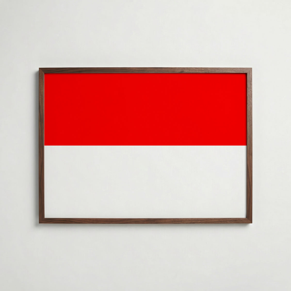 Indonesia National Flag Poster i valnötsram – varm konstaffisch för hemmet från Bozetto