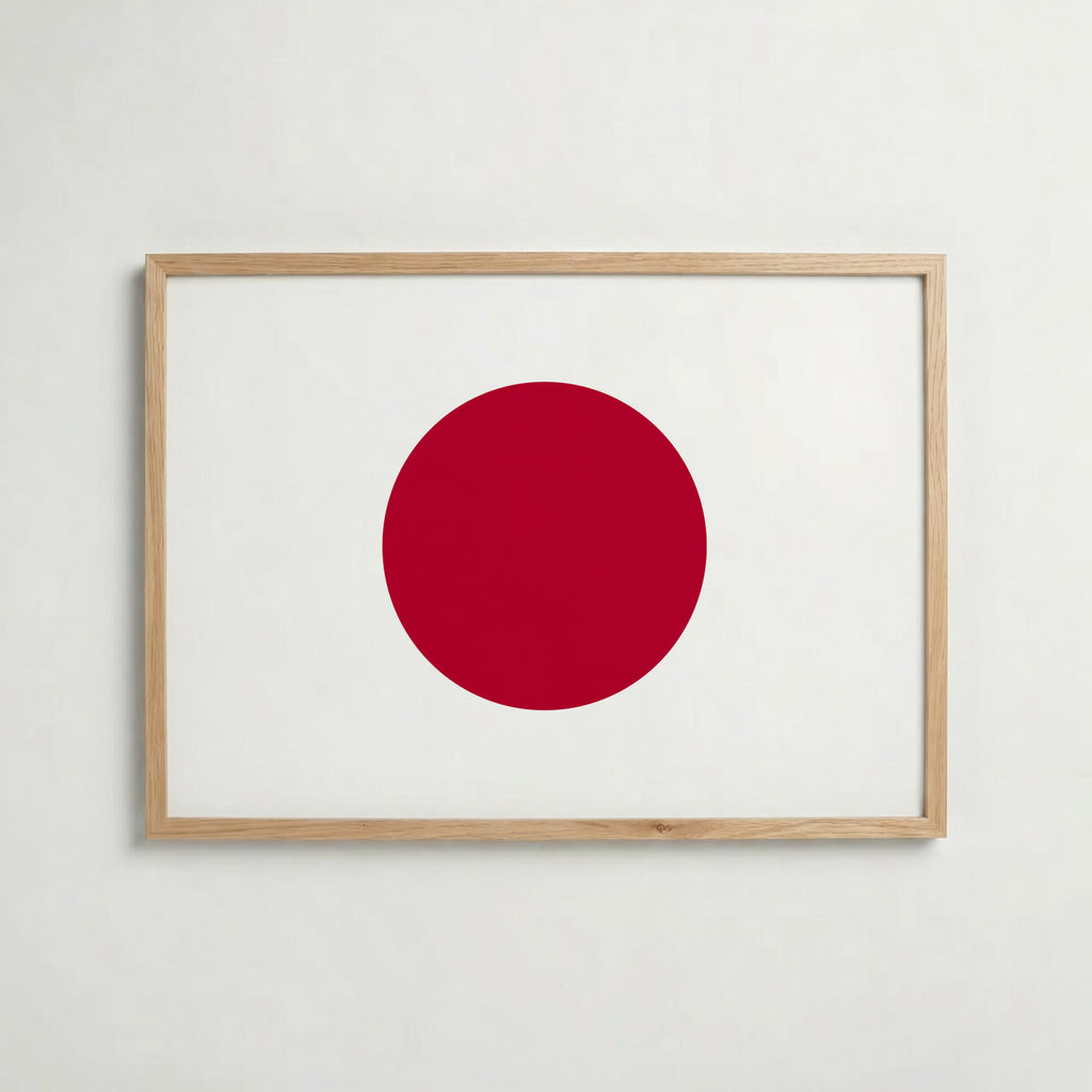 Japan National Flag Poster i ekram – inramad konsttryck för stilren inredning hos Bozetto