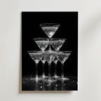 Champagne Glas Pyramid Drink – stilfullt konsttryck från Bozetto, tryckt på matt finpapper