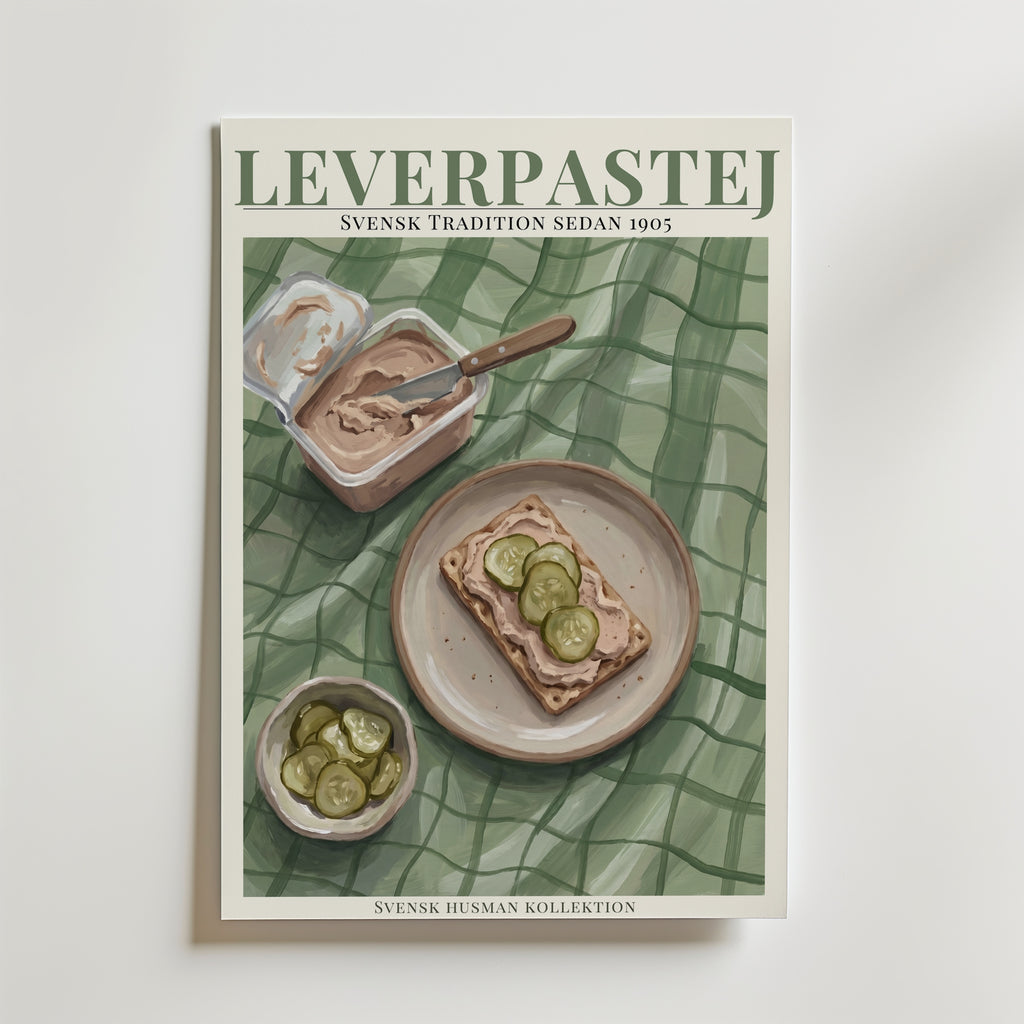 Leverpastej affisch inramad i neutral ram – se hur konsttrycket ser ut, Bozetto i hög tryckkvalitet