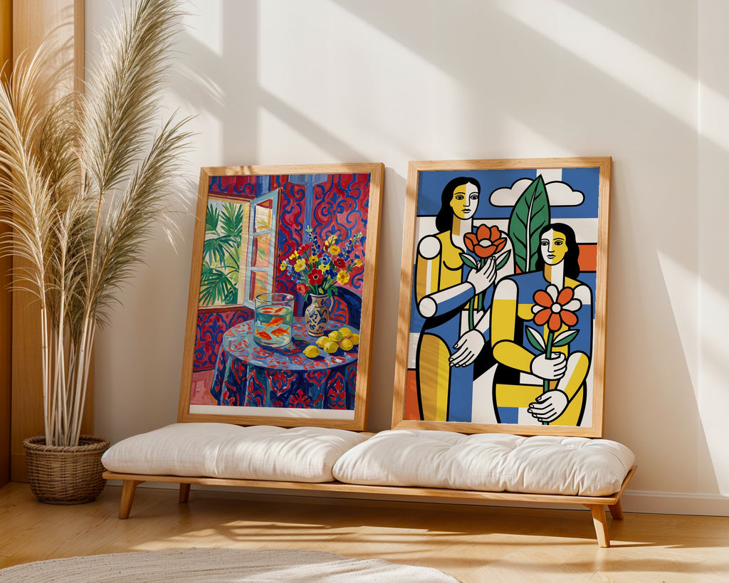 Fernand Leger Women with Flowers Poster – två posters i rum 2